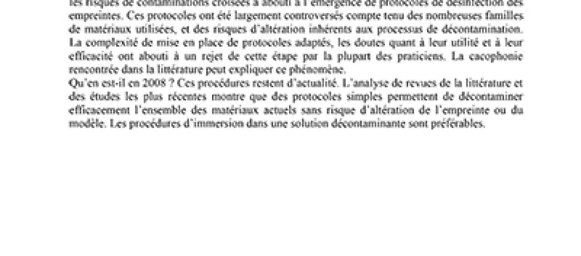 Désinfections des empreintes